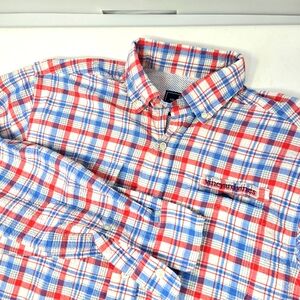 Vineyard Vines Seersucker Harbor Shirt Men’s Small Red White Blue Long Sleeve.‎